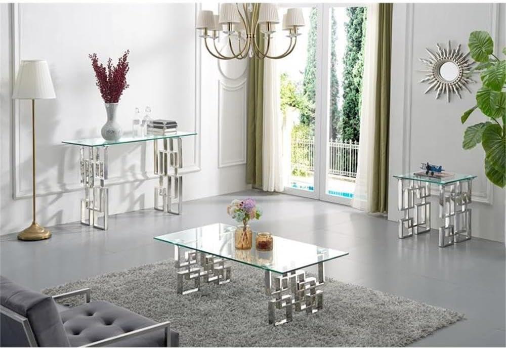 Alexis 48" Clear Glass and Chrome Metal Console Table