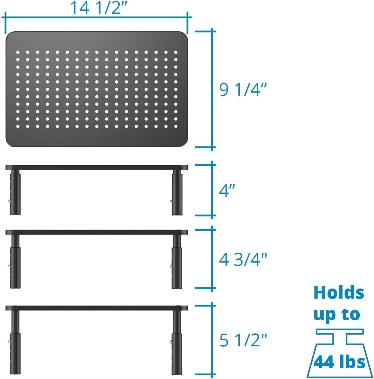 Adjustable Black Metal Monitor and Laptop Stand Riser