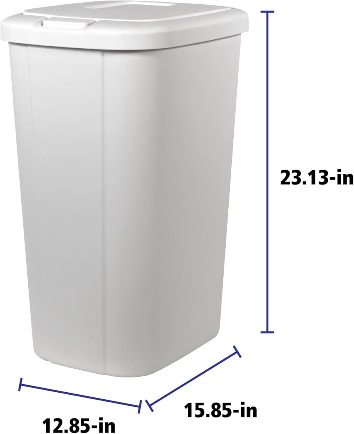 White 13 Gallon Plastic Touch Top Kitchen Trash Can