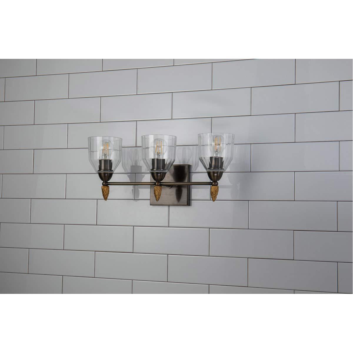 Lucas McKearn Felice Tocador de Baño de Metal con Forma de Bellota de 3 Luces en Bronce Oscuro