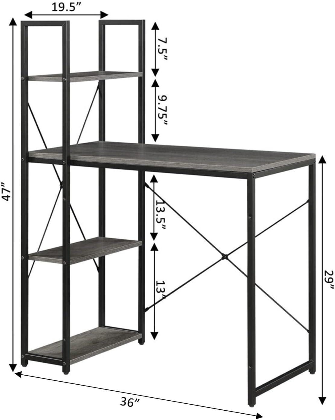 Charcoal Gray 36" Office Workstation Desk with Filing Cabinet