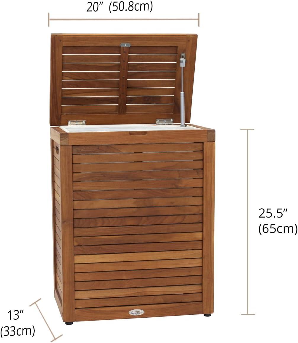 Aqua Teak Moti Wood Laundry Hamper with Handles