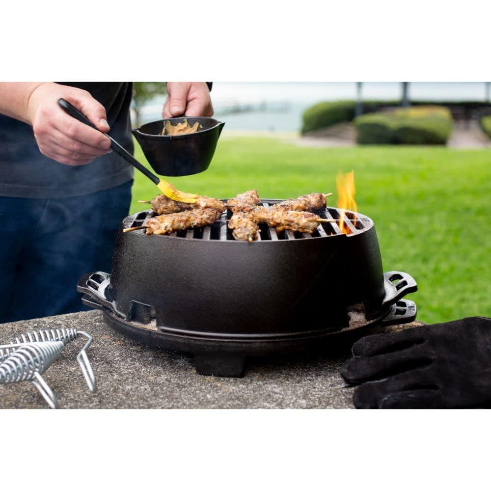 Lodge Cast Iron 12" Charcoal Camping Round Kickoff Grill