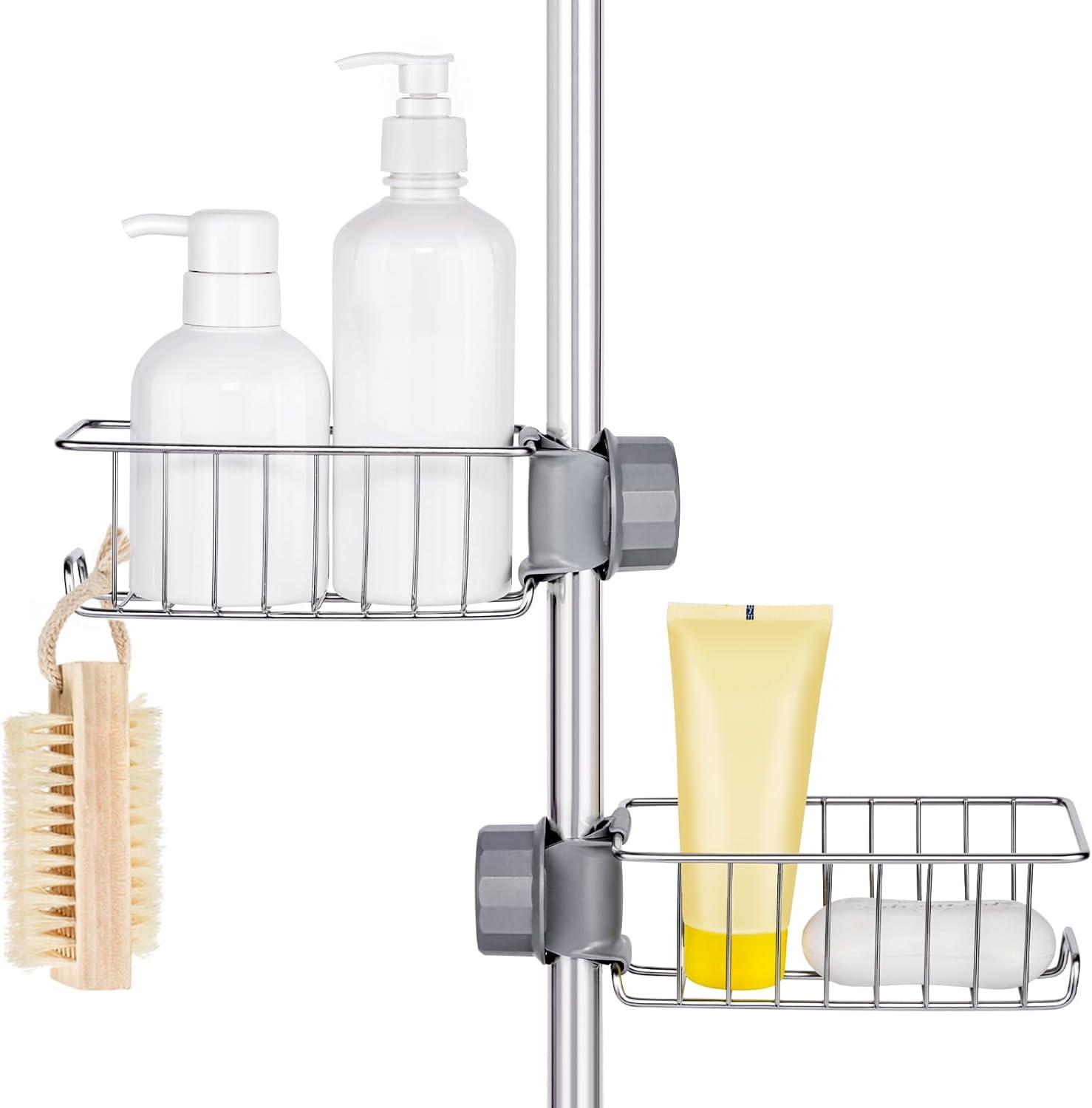 Rebrilliant Janay Tension Pole Stainless Steel Shower Caddy