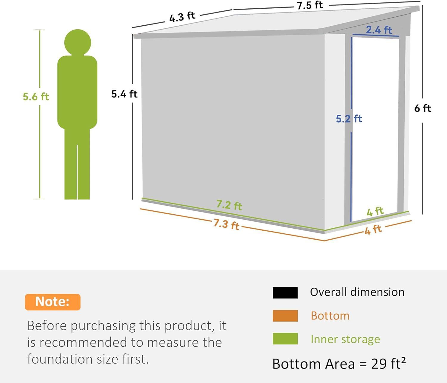 Outsunny Metal Lean-to Storage Shed