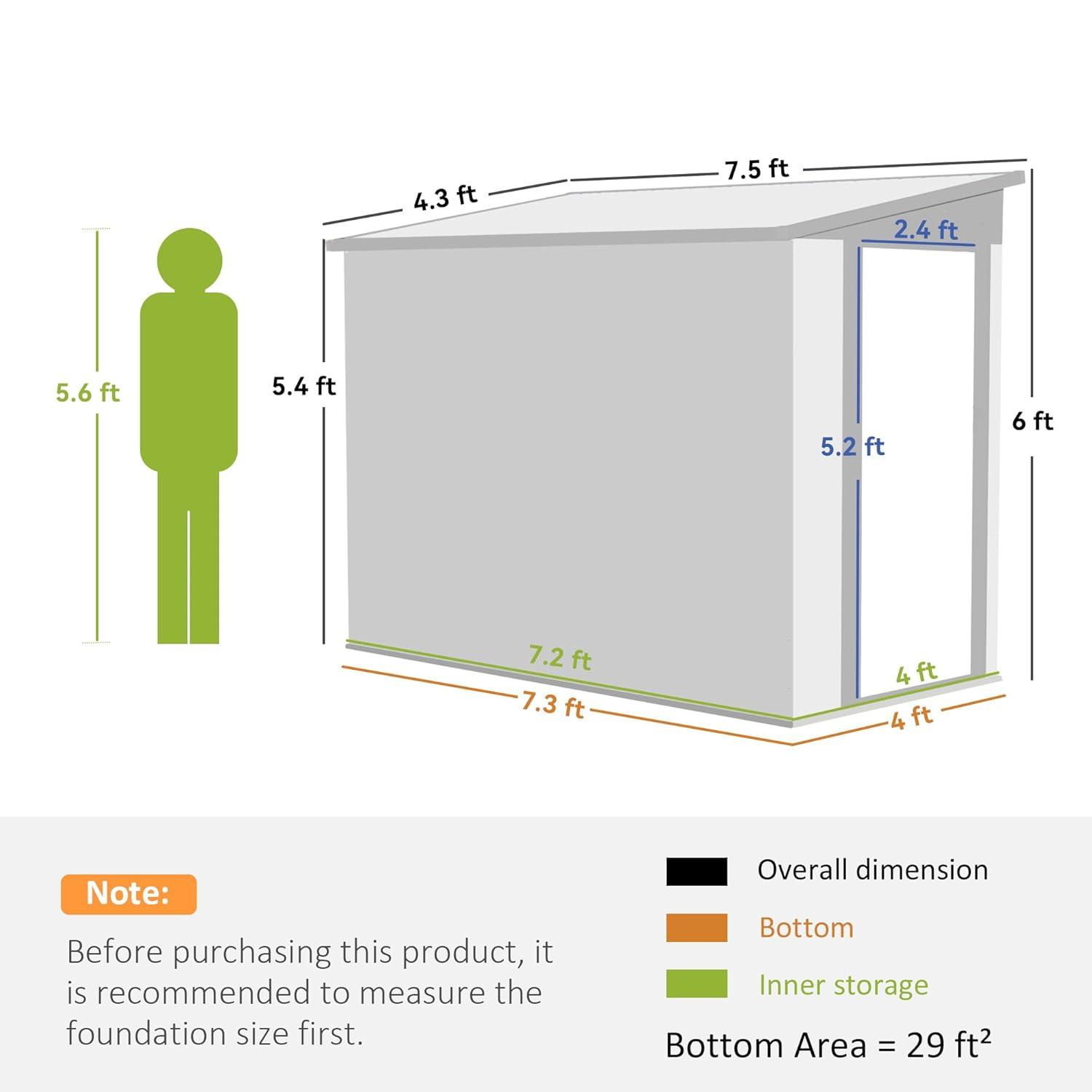 Outsunny Metal Lean-to Storage Shed