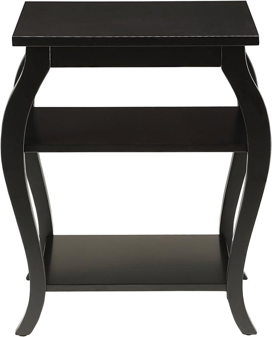 ACME Becci Square Wooden Top End Table with 2 Shelves in Black