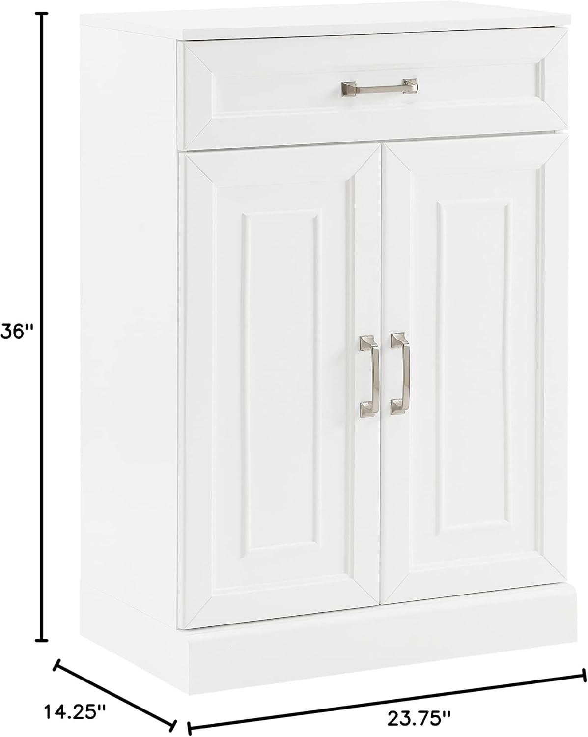 Crosley Stanton Storage Cabinet White: Traditional Farmhouse Style, 2 Adjustable Shelves, 1 Drawer