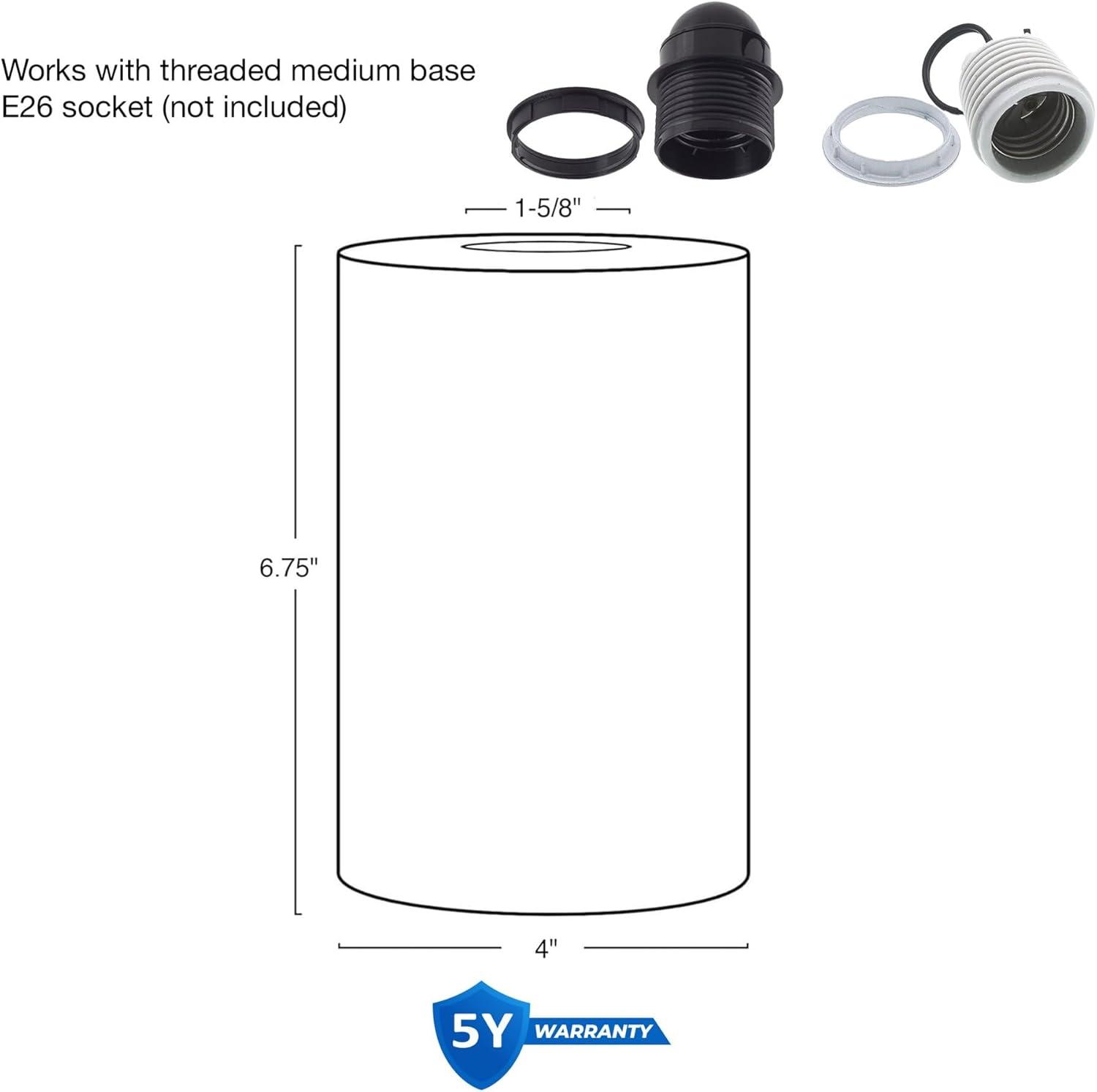 Kira Home 7" Cylinder Glass Shades, Opal Replacement Glass, 1-5/8" Fitter Opening for Threaded Medium Base Socket, 6.75"