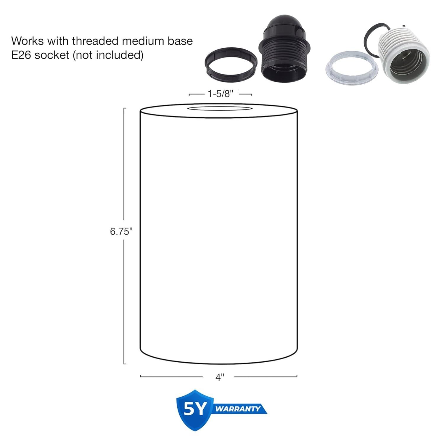 Kira Home 7" Cylinder Glass Shades, Opal Replacement Glass, 1-5/8" Fitter Opening for Threaded Medium Base Socket, 6.75"