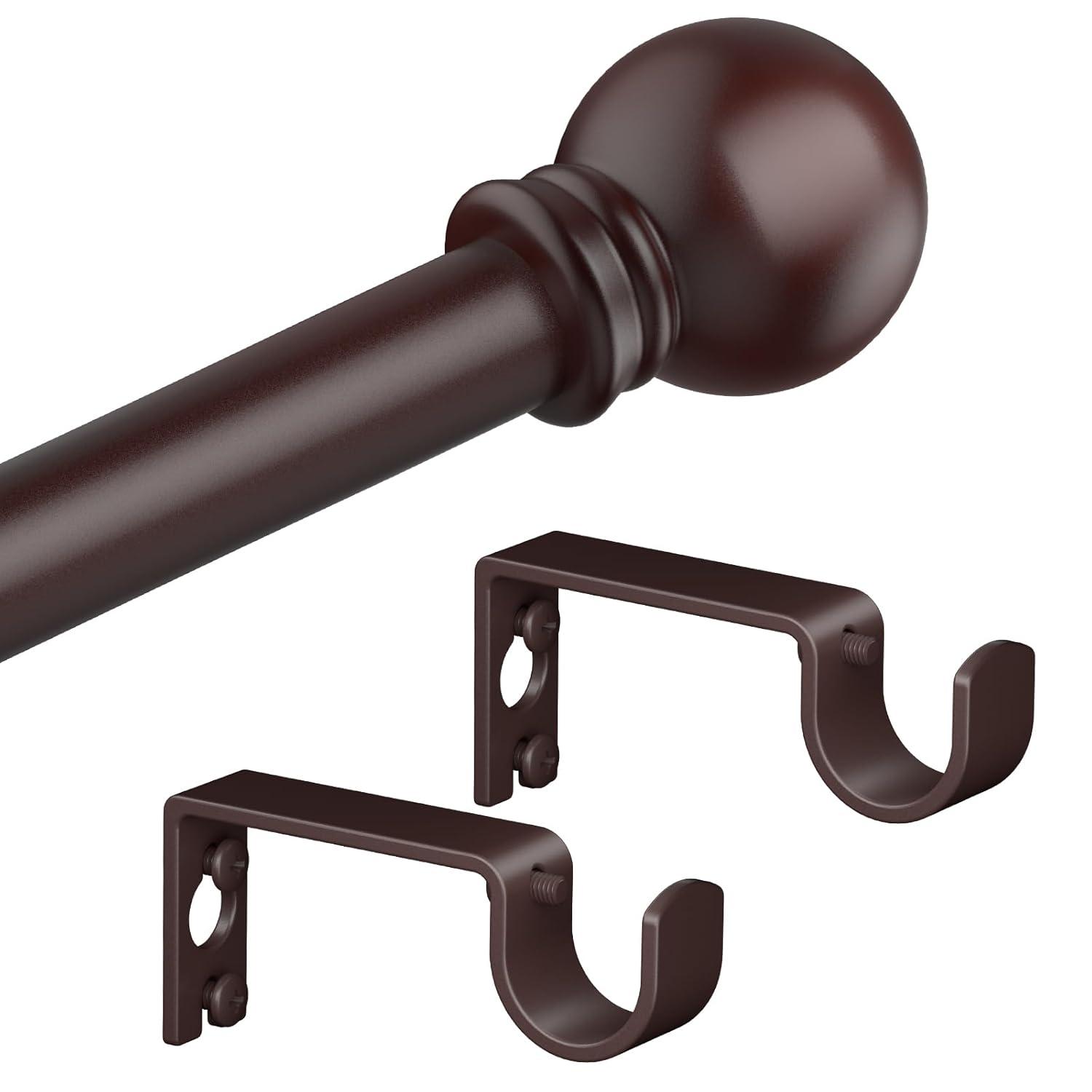 Bronze Curtain Rods for Bedroom with Brackets,5/8 Inch Diameter Small Window Curtain Rod 28 to 48 Inches,Easy Install Drapery Rods