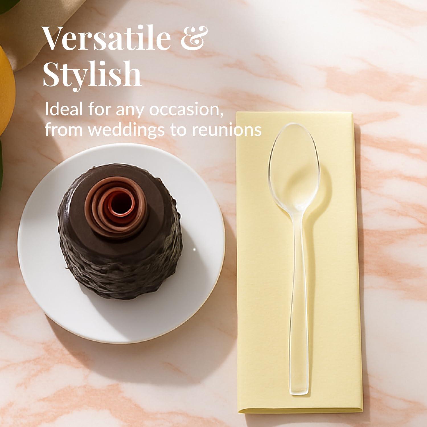 Elegant Clear Heavy-Duty Plastic Disposable Spoons Pack