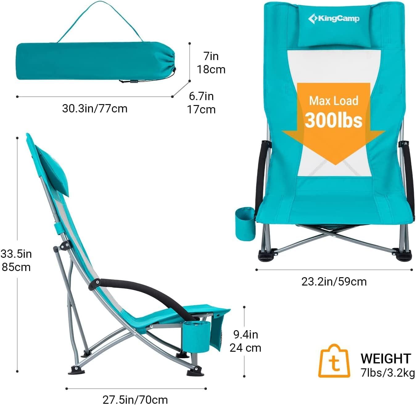 KingCamp Backpack Beach Chair Camping Folding Chair High Back Chairs with Cup Holder for Adult 2PCS