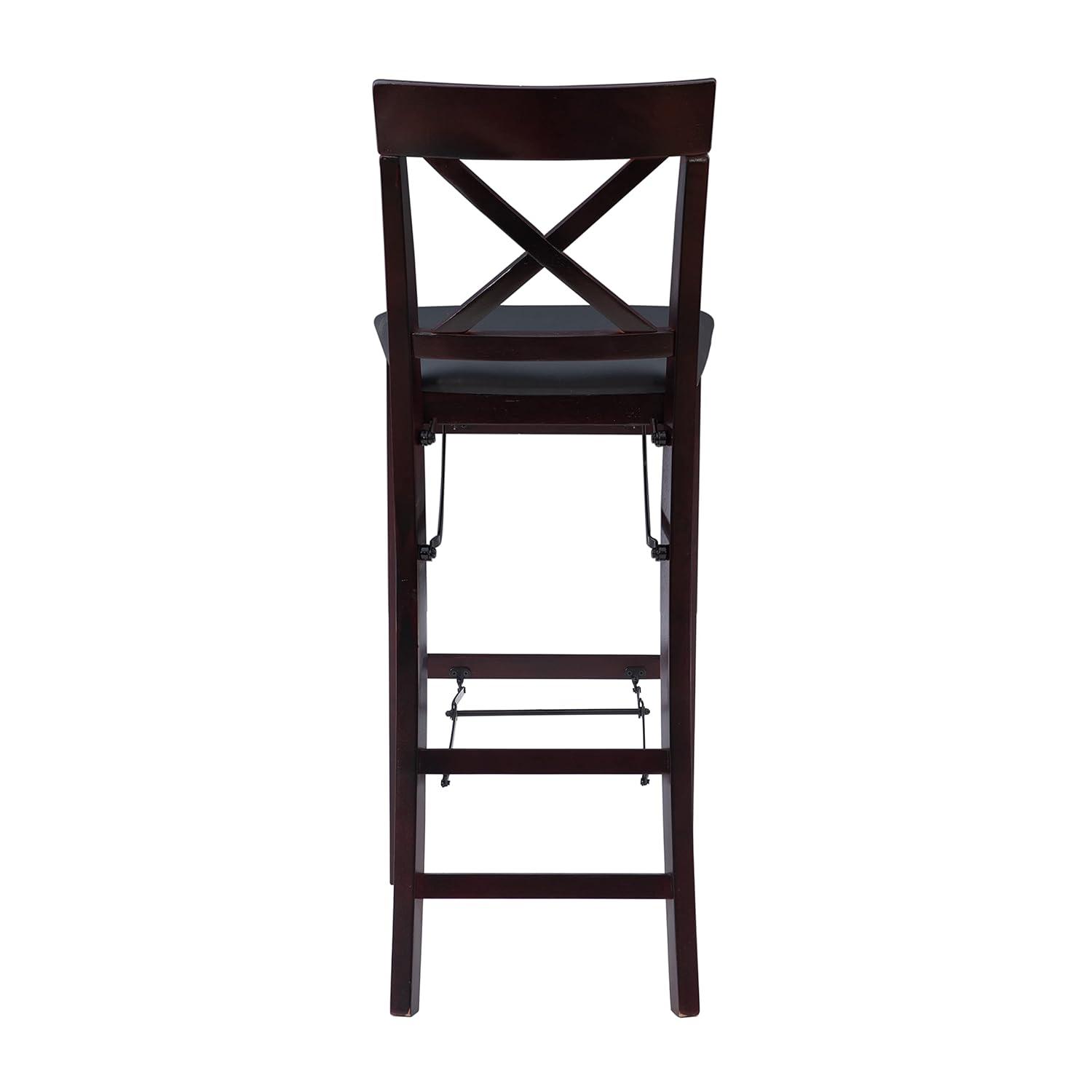 Triena X Back Faux Leather Folding Barstool Espresso - Linon: Padded Seat, Wood Legs, No Assembly Required