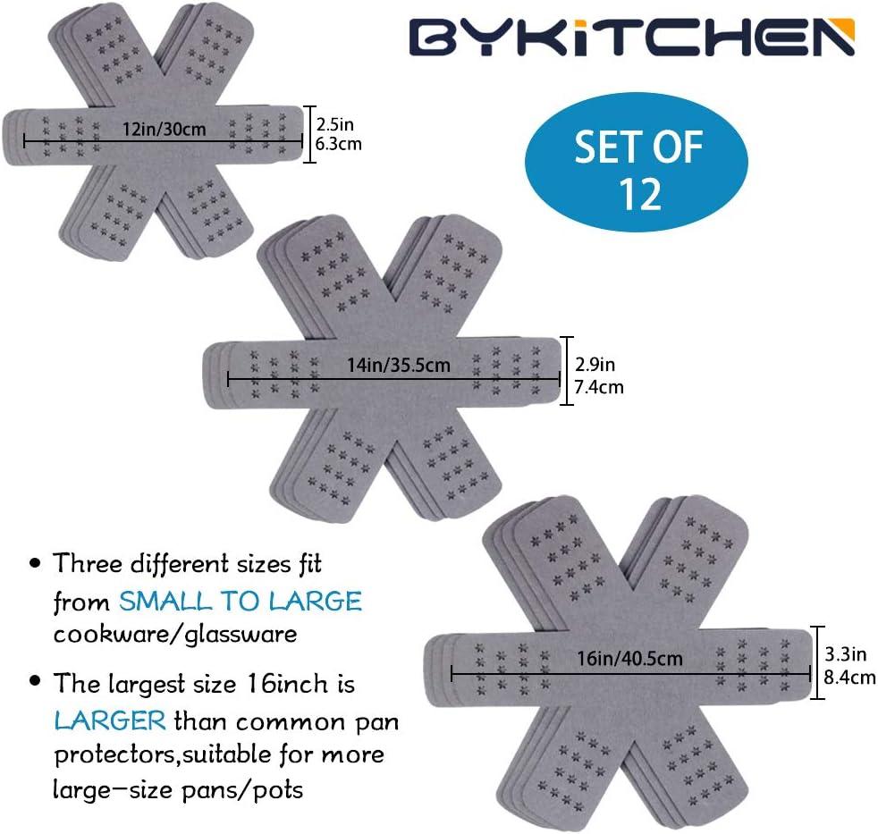 Gray Star-Shaped Polyester Felt Pan Protectors, Set of 12