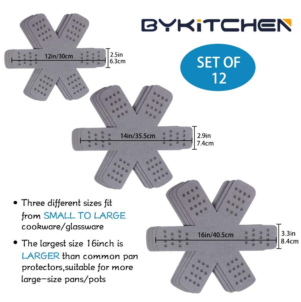 Gray Star-Shaped Polyester Felt Pan Protectors, Set of 12