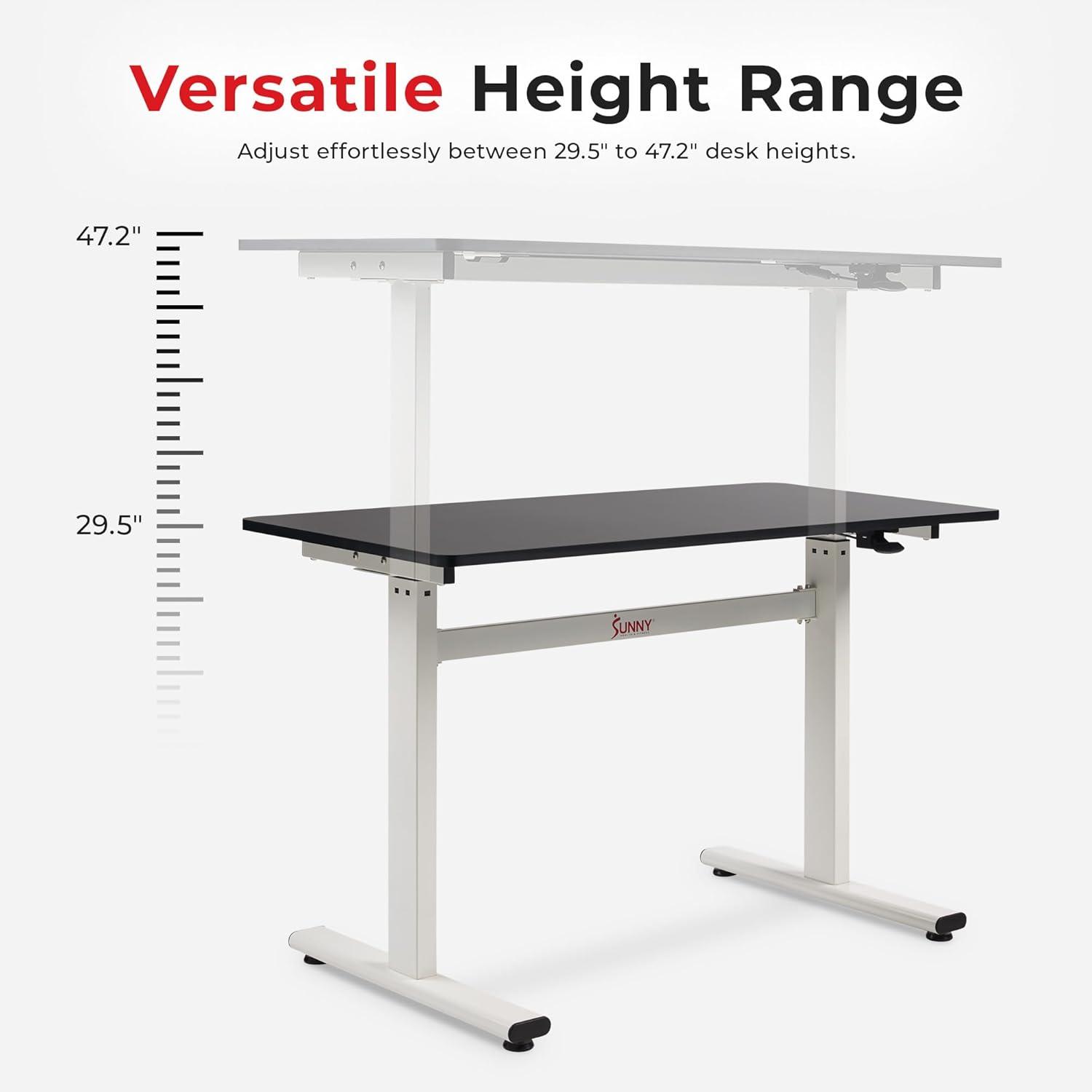 White Adjustable Pneumatic Standing Desk with Steel Frame