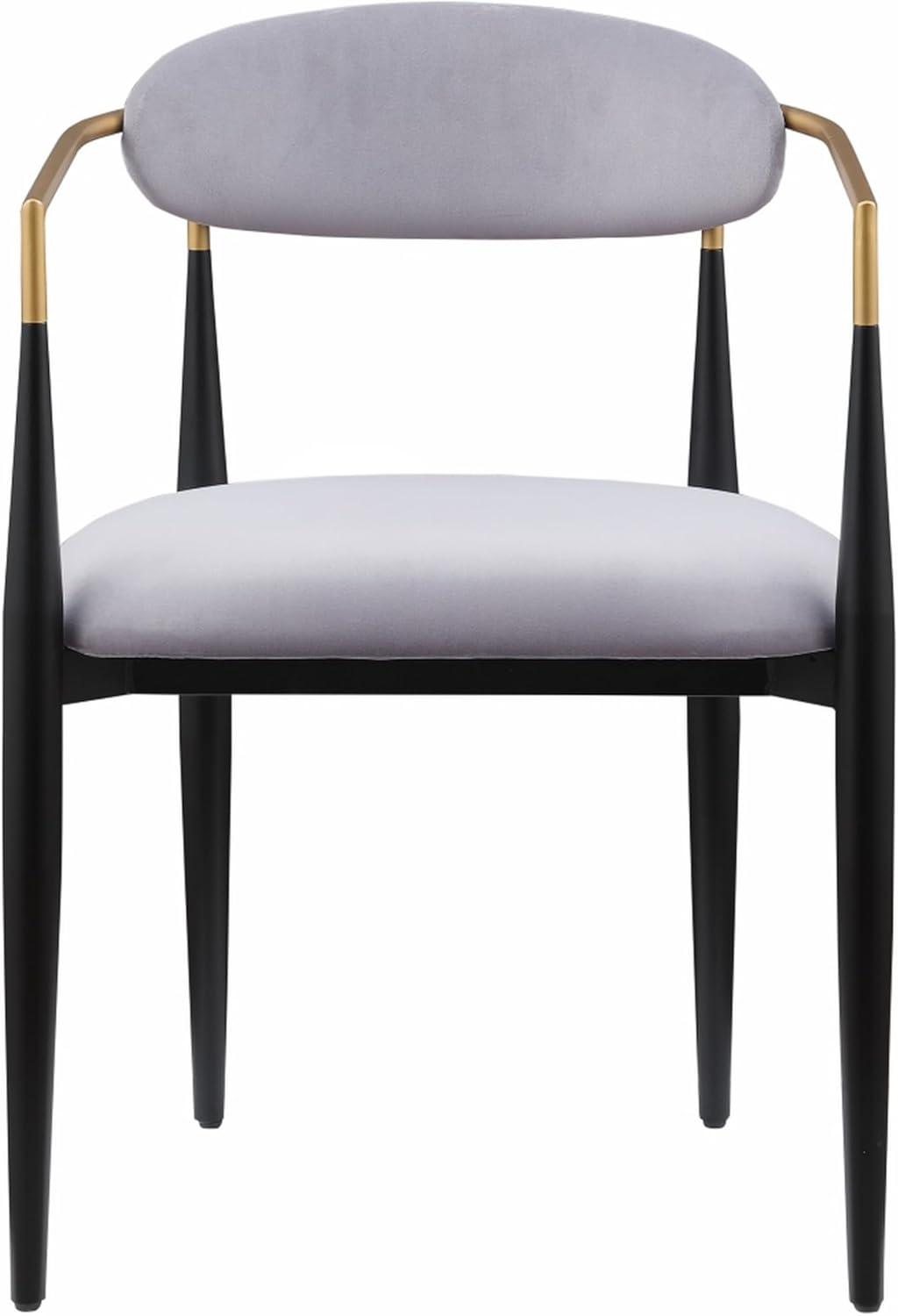 Benjara Kenny 21 Inch Dining Chairs, Fabric, Foam Padding, Gold and Black Metal (Set of 2)