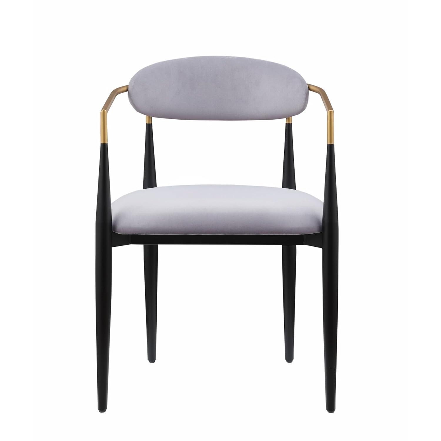 Benjara Kenny 21 Inch Dining Chairs, Fabric, Foam Padding, Gold and Black Metal (Set of 2)