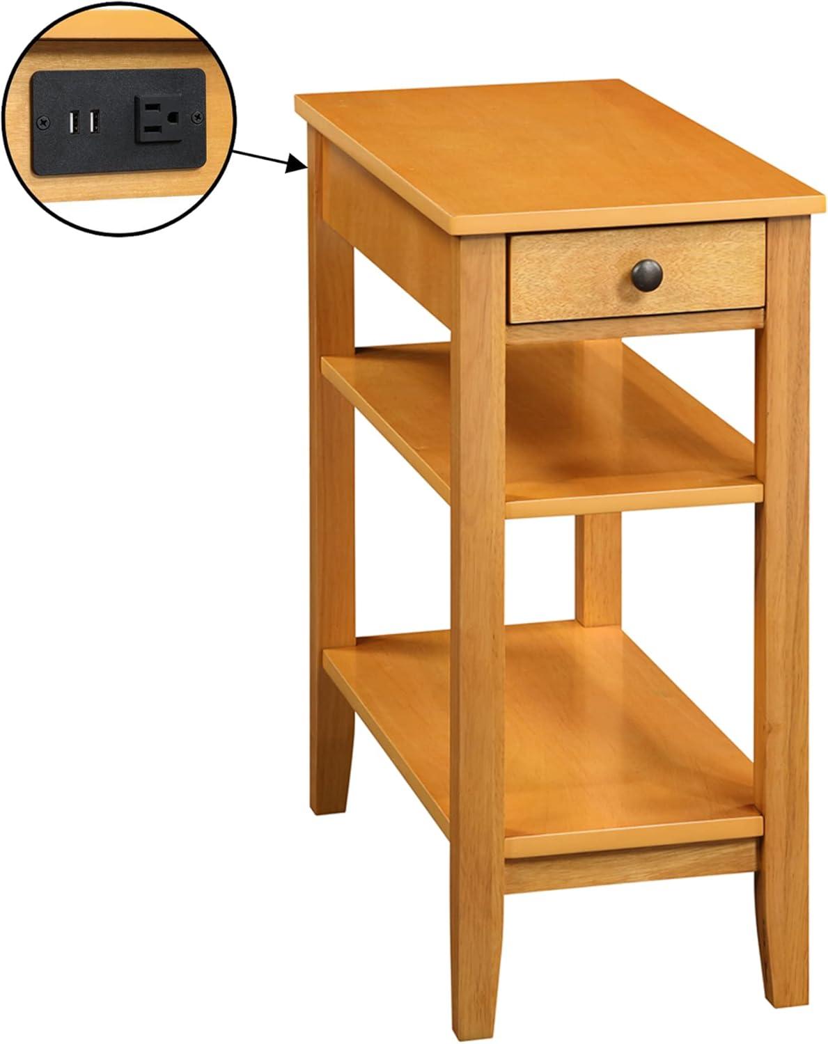 Convenience Concepts American Heritage End Table/Charging Station, Natural