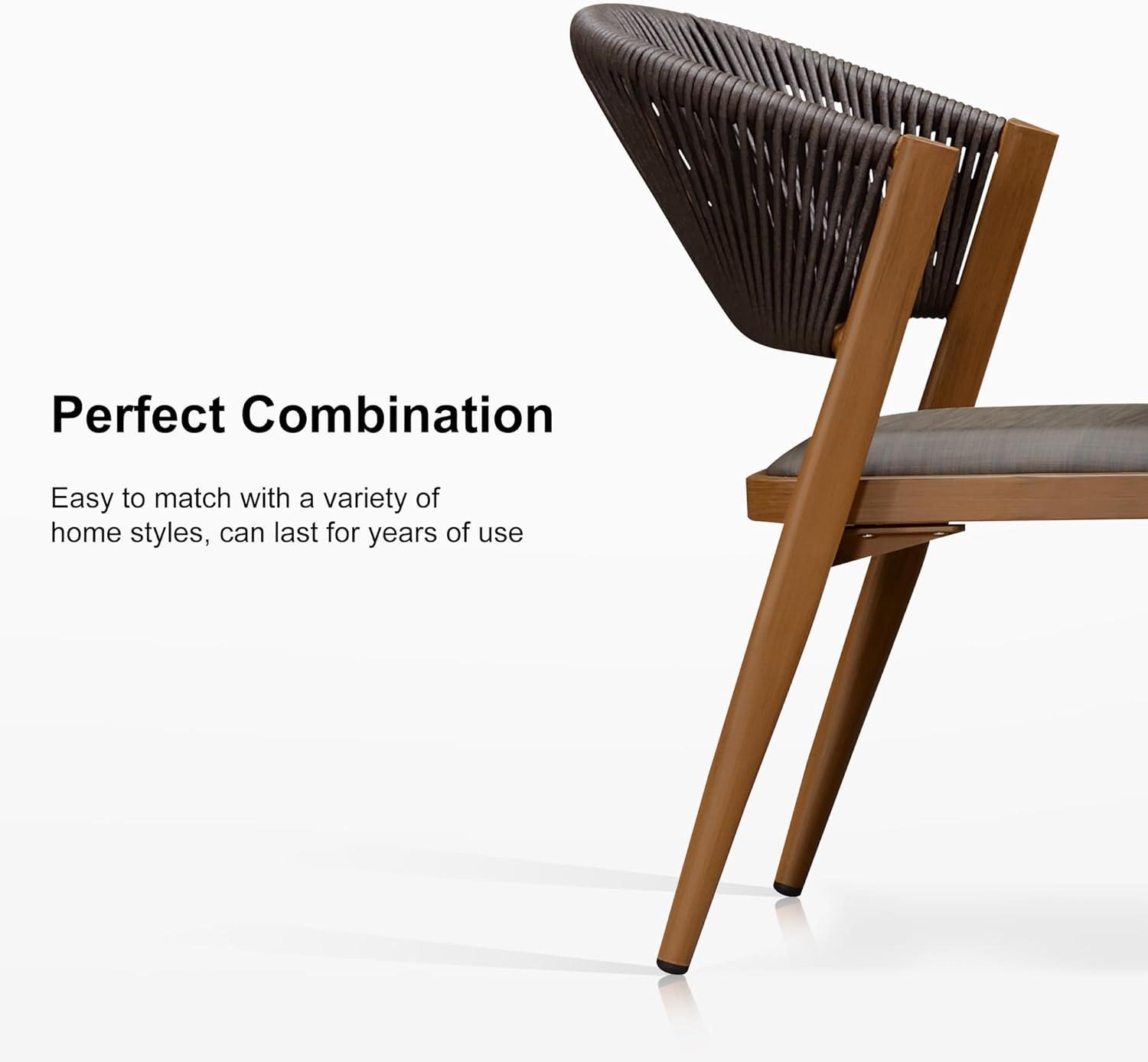 Outdoor Patio Dining Chairs with Cushions All Aluminum Frame for Lawn Garden Backyard Deck Patio in Gray(Set of 2)