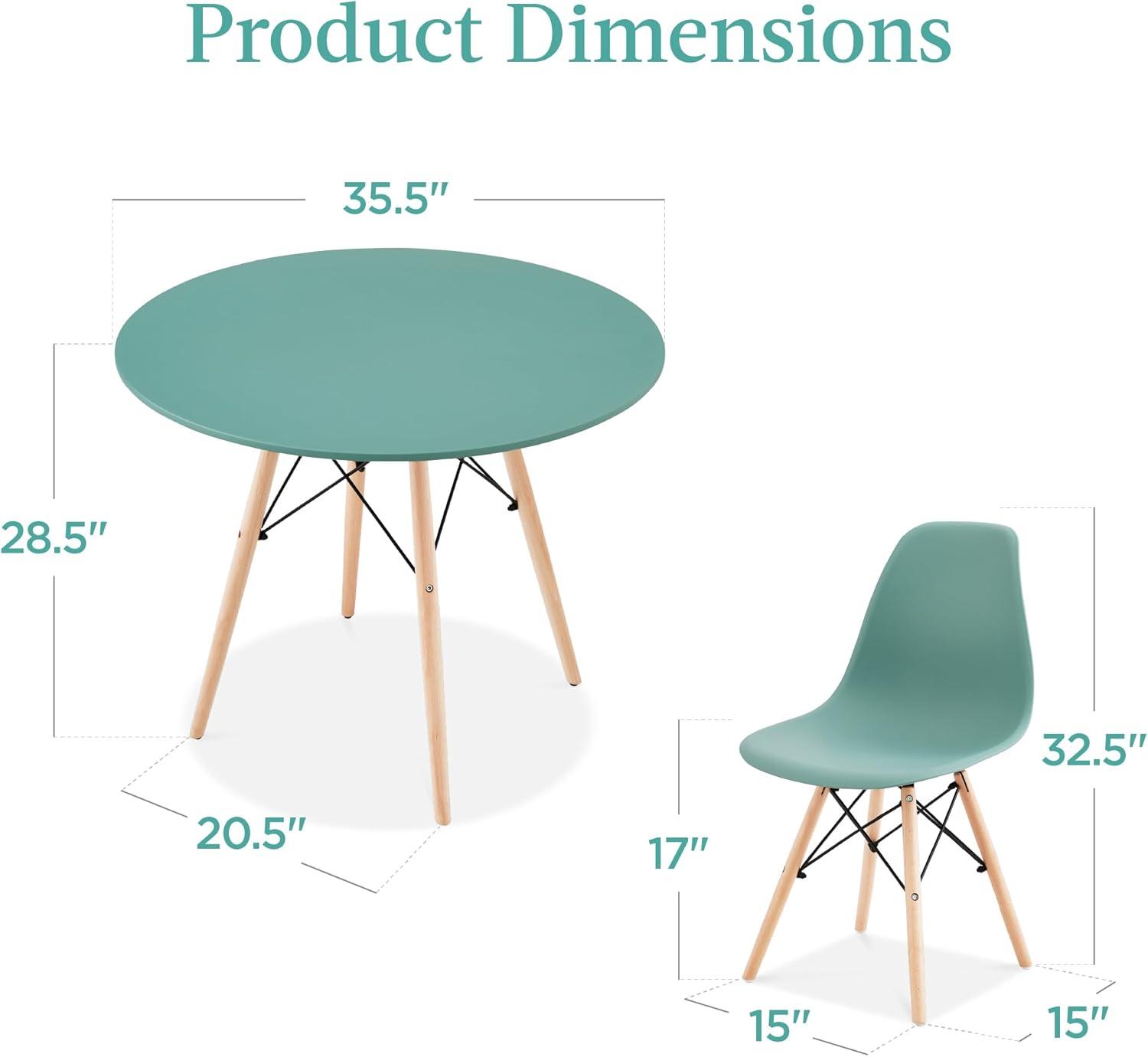 Best Choice Products 5-Piece Compact Mid-Century Modern Dining Set w/ 4 Chairs, Wooden Legs - Light Green/Oak