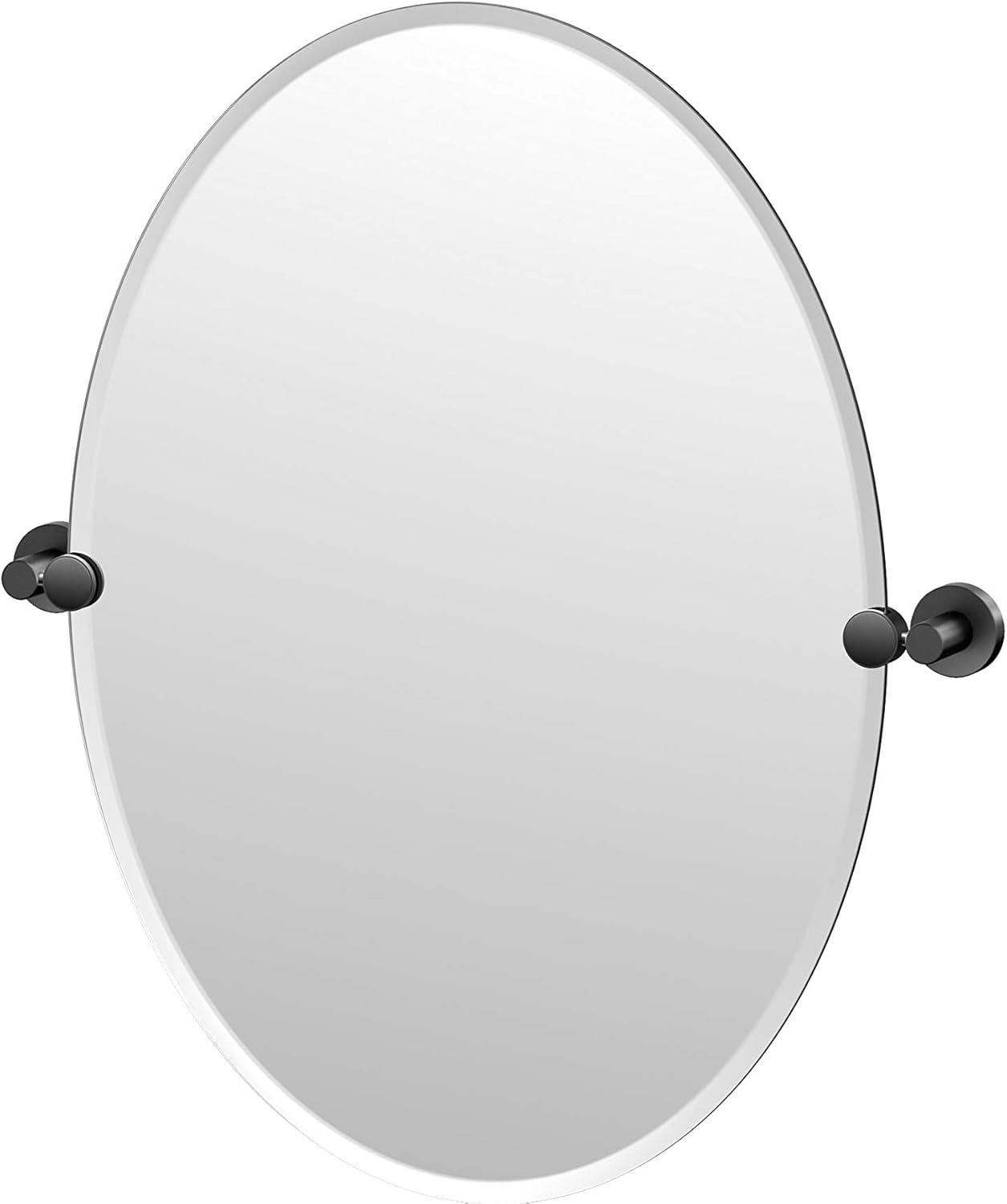 Glam Modern & Contemporary Bathroom Vanity | 26.50"H Frameless Oval Mirror