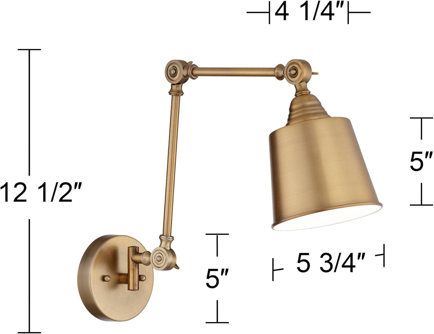 Mendes Antique Brass Finish Adjustable Arm Wall Lamps Set of 2