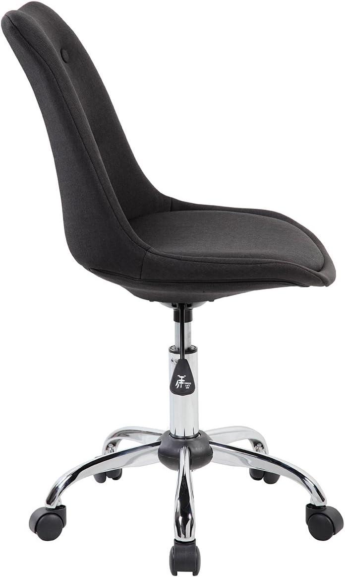 Elegant Black Fabric Swivel Task Chair with Tufted Design