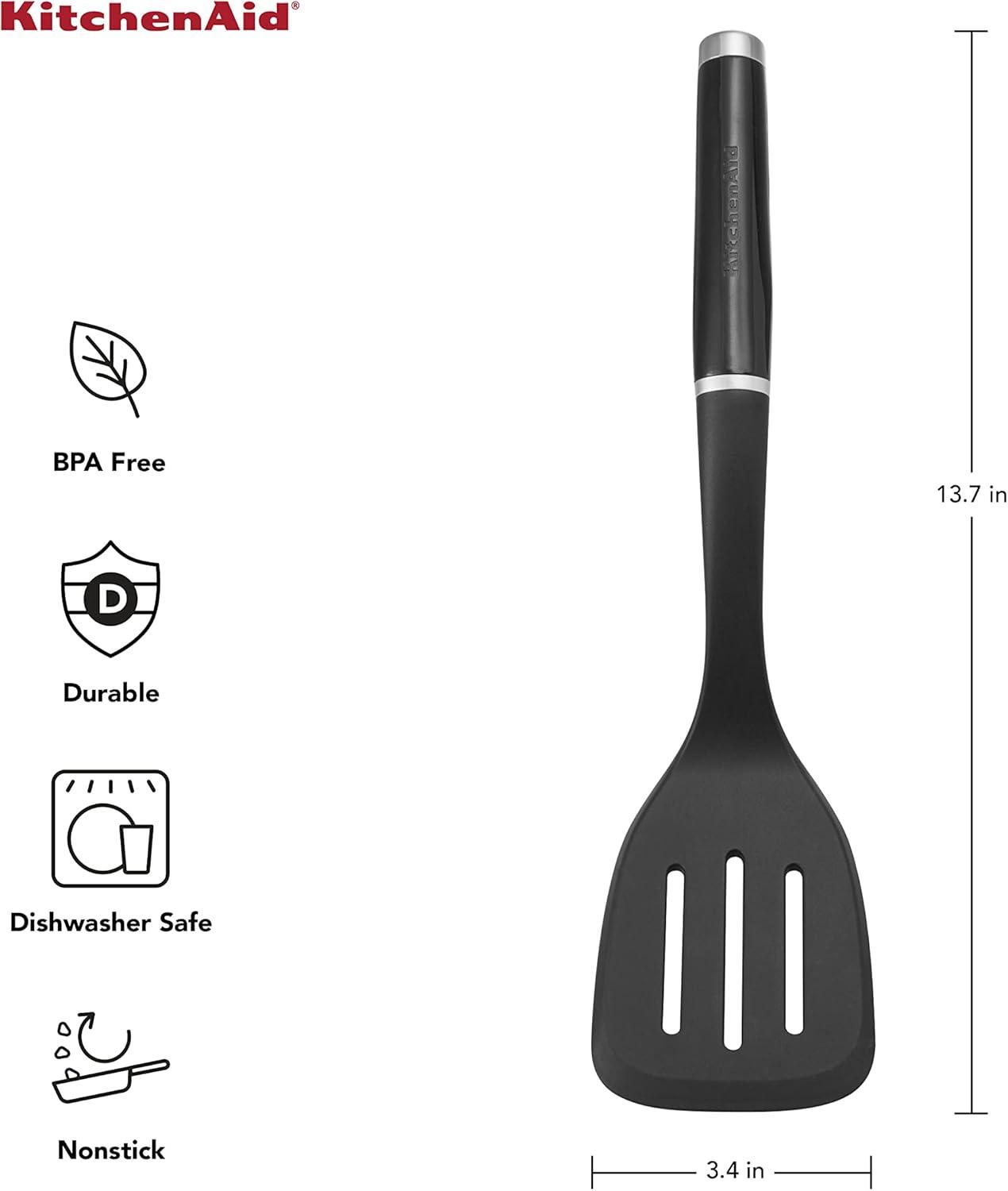 Black Nylon Slotted Turner with Ergonomic Handle