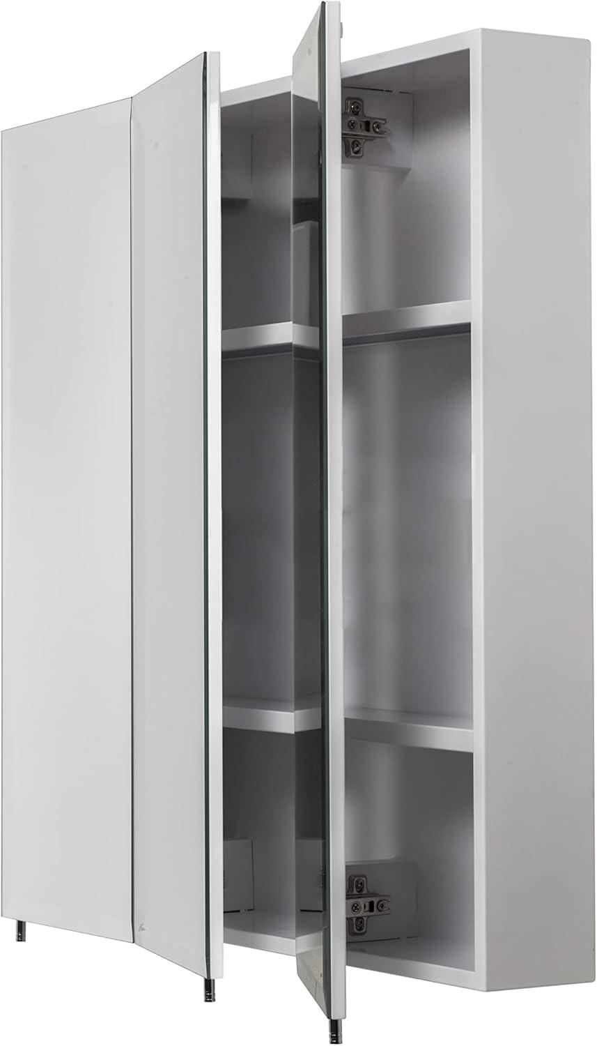 Croydex Wellington Double Door Aluminium Bathroom Medicine Cabinet in White (24x24in)