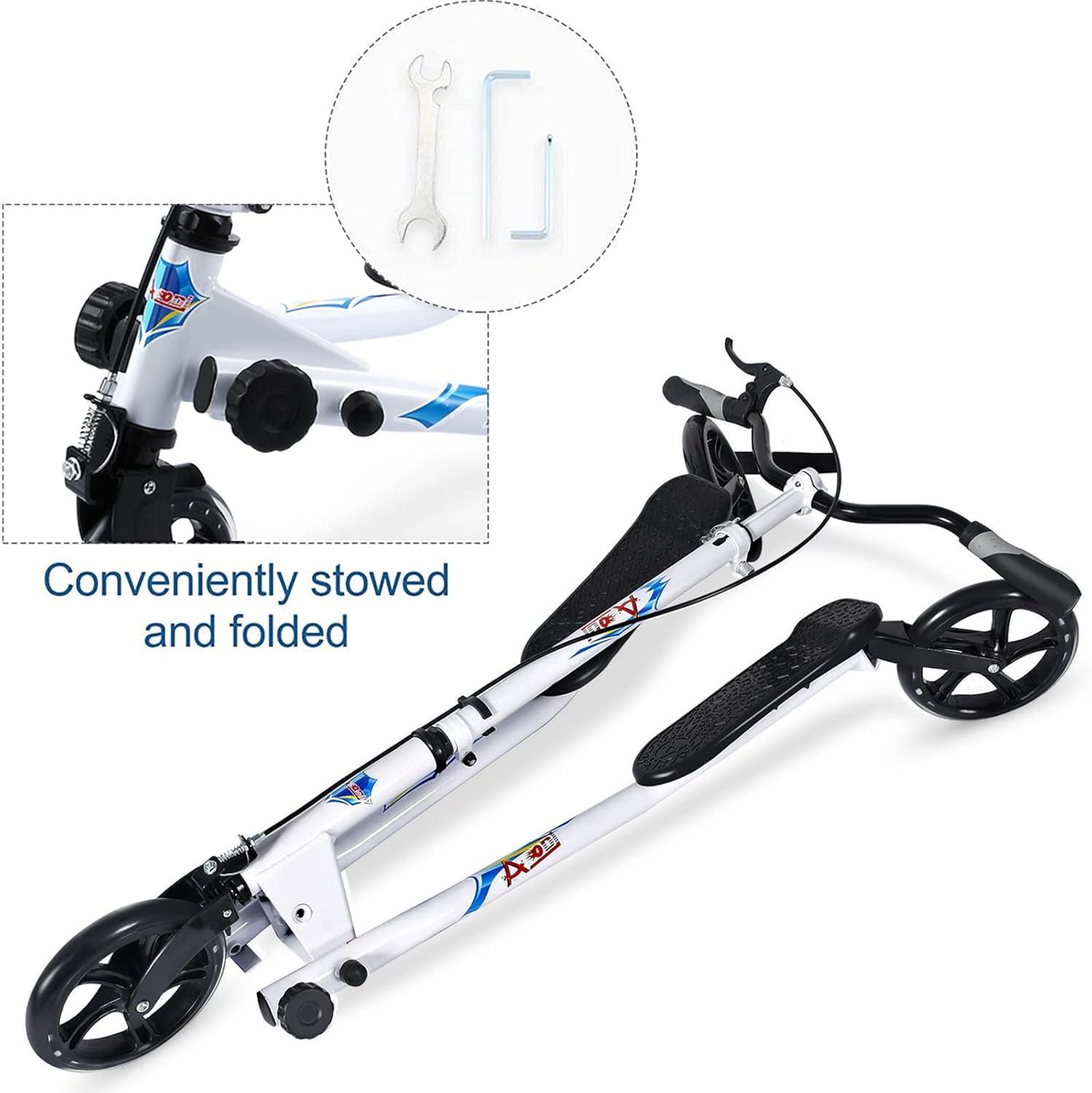 White Foldable 3-Wheel Kick Scooter with Adjustable Handle