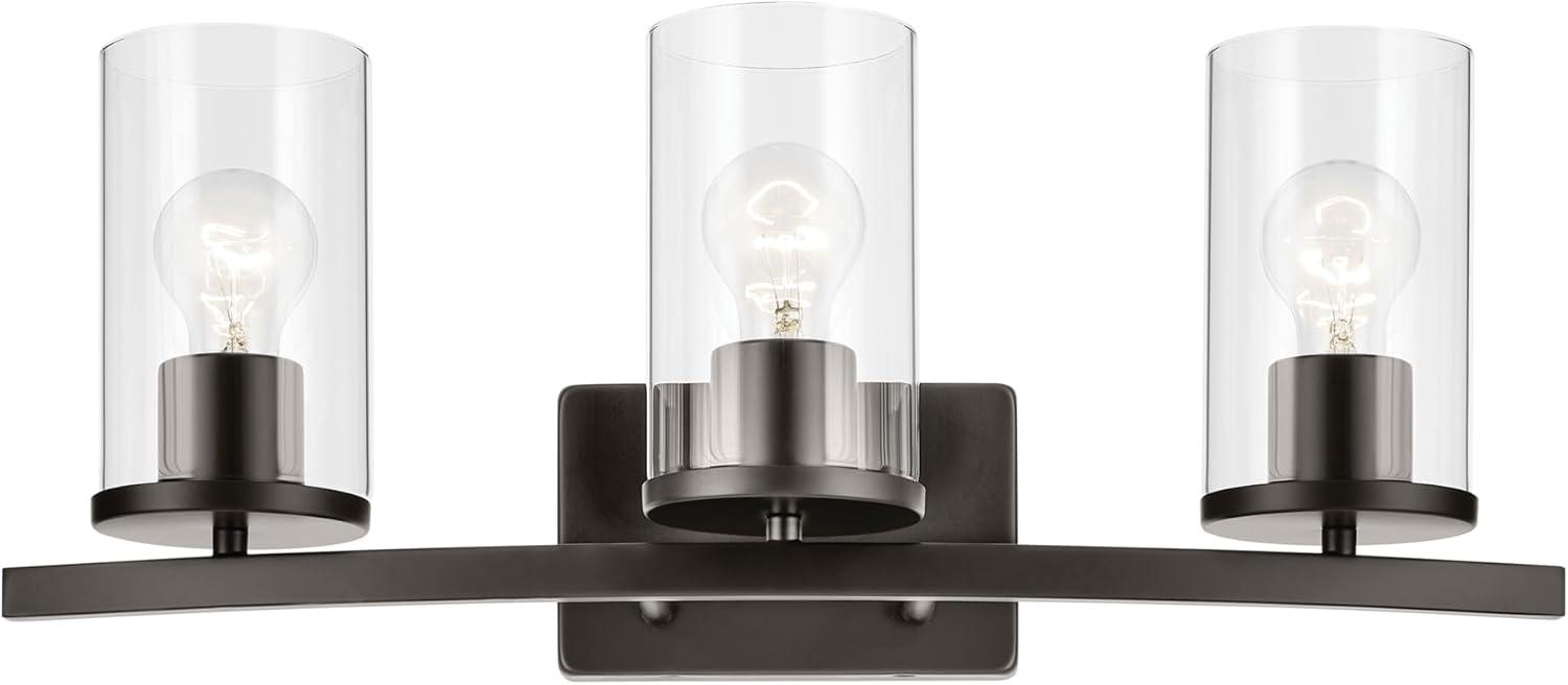 45497OZCLR-Kichler Lighting-Crosby - 3 Light Bath Vanity-8.75 Inches Tall and 23 Inches Wide-Olde Bronze Finish-Clear Glass Color