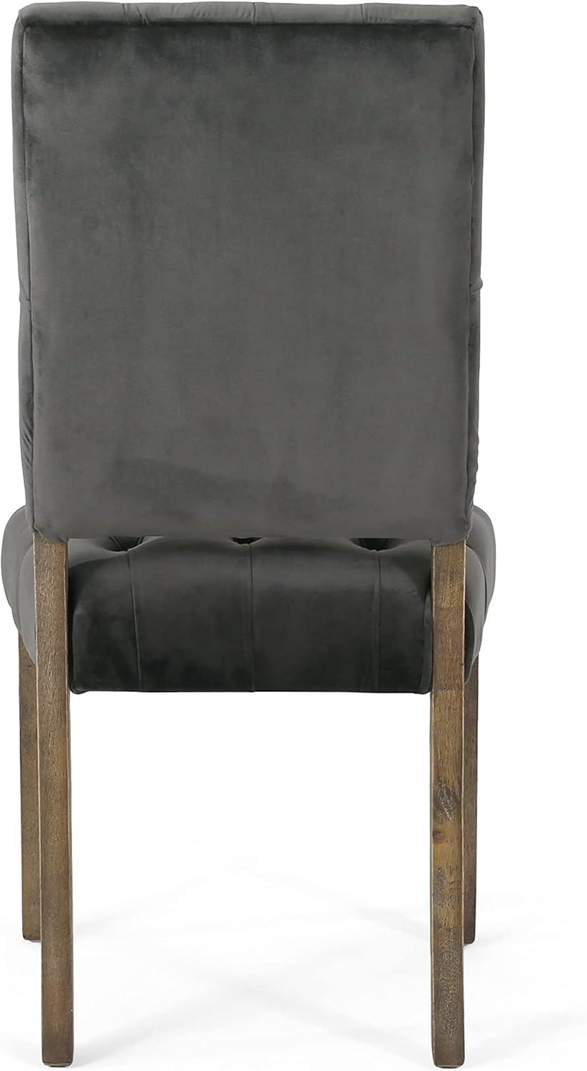 Set of 2 Saltillo New Velvet Dining Chair Charcoal - Christopher Knight Home: Upholstered, Button Tufted