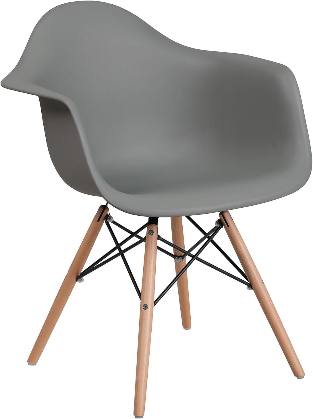 Flash Furniture Alonza Series Moss Gray Plastic Chair with Wooden Legs