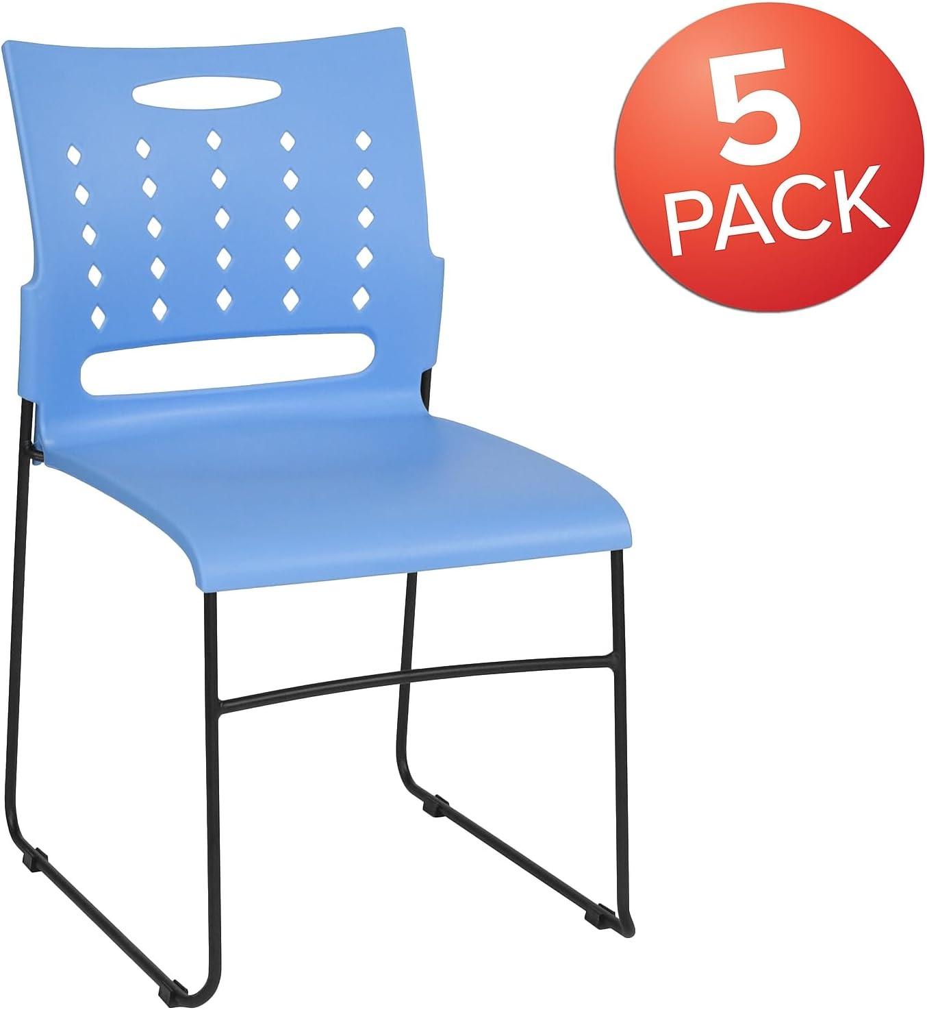 Flash Furniture Heidi 881 lb. Capacity Sled Base Stack Chair with Air-Vent Back (Set of 5)