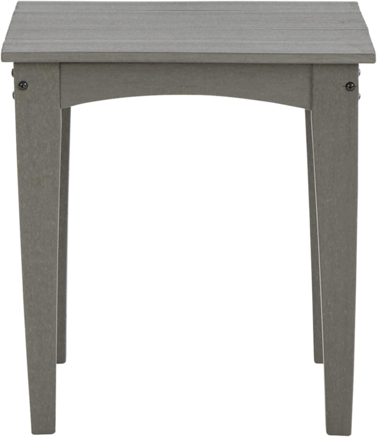 Gray HDPE Rectangular Outdoor End Table with Slatted Top