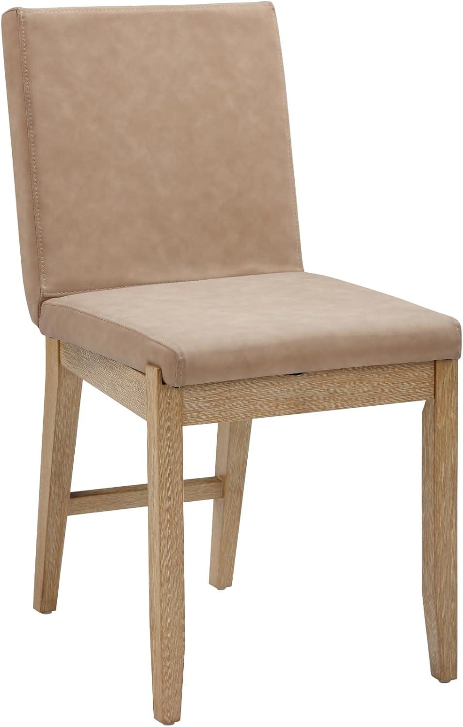 Gracie Light Brown Faux Leather Upholstered Dining Chair Set