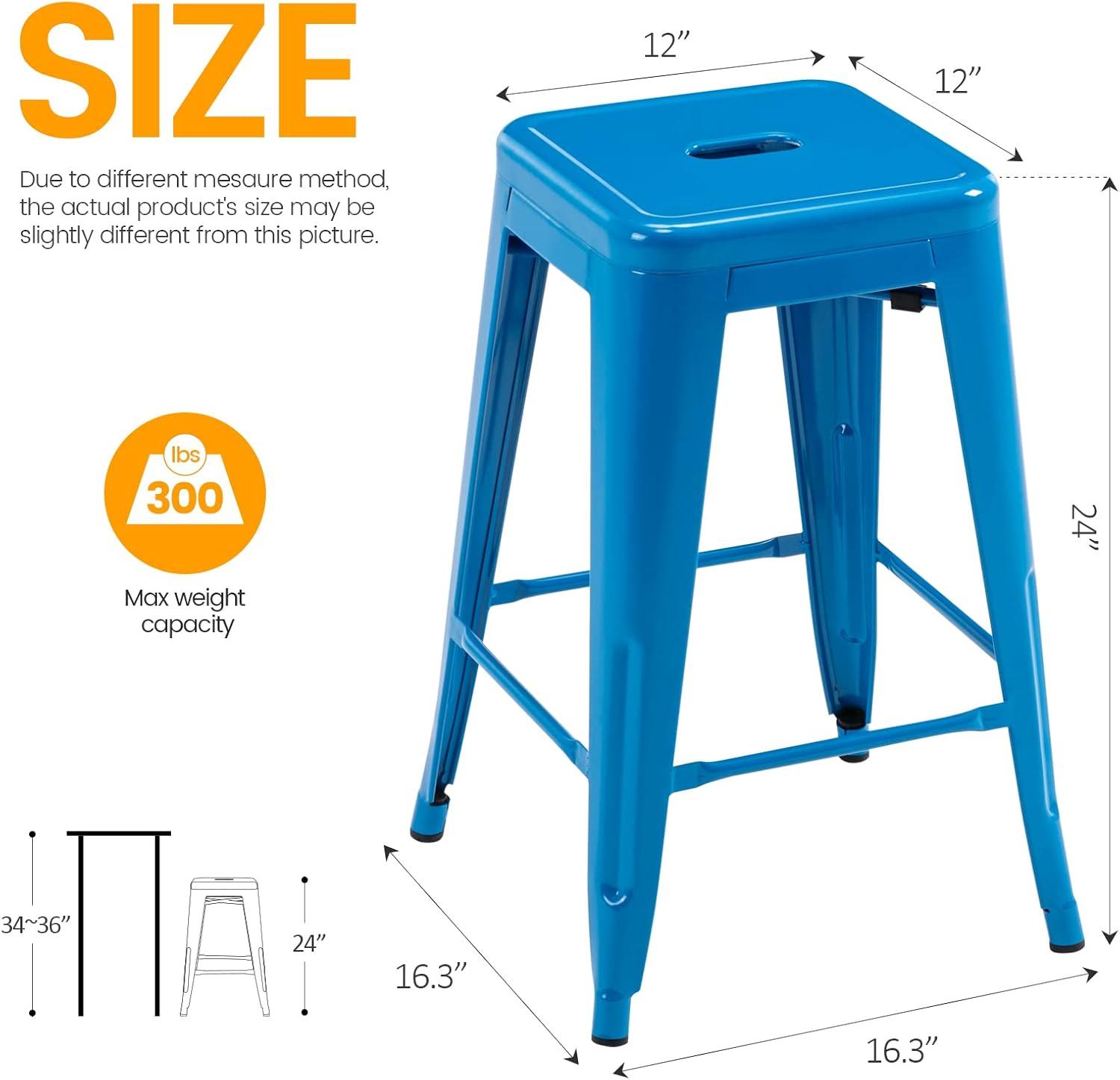 Williston Forge Kohki 24" Counter Stool Metal Bar Stools Counter Height Barstools Backless Indoor/Outdoor Bar Stools Kitchen Counter Stools Chairs(Set of 4)