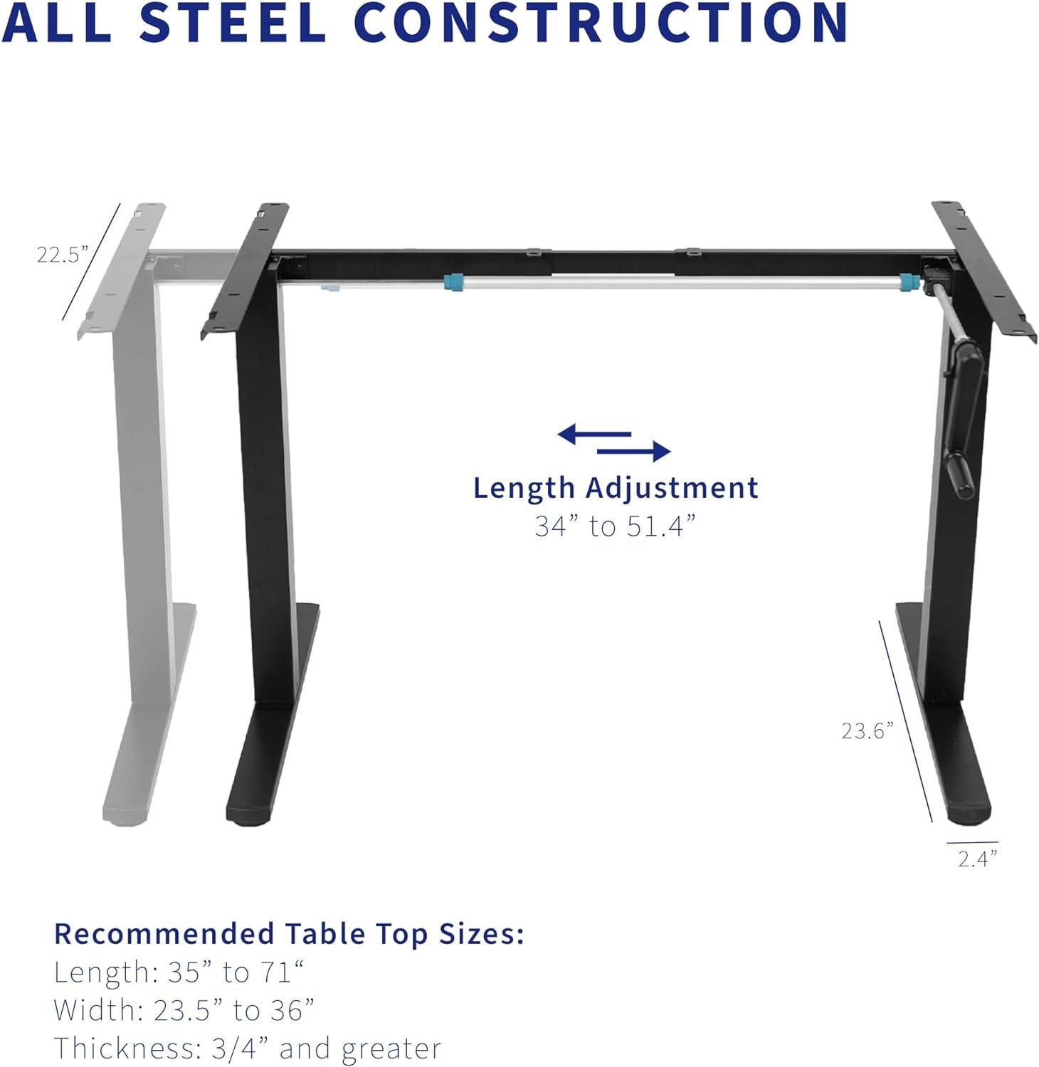 VIVO Manual Height Adjustable Stand Up Desk Frame Crank System, M051MB series