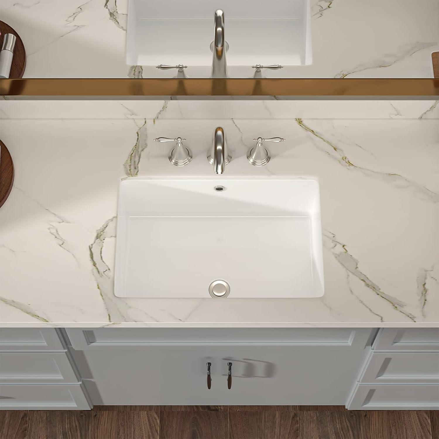 18" L x 14" W Undermount White Ceramic Rectangle Sink Under Counter Basin Bathroom Sink