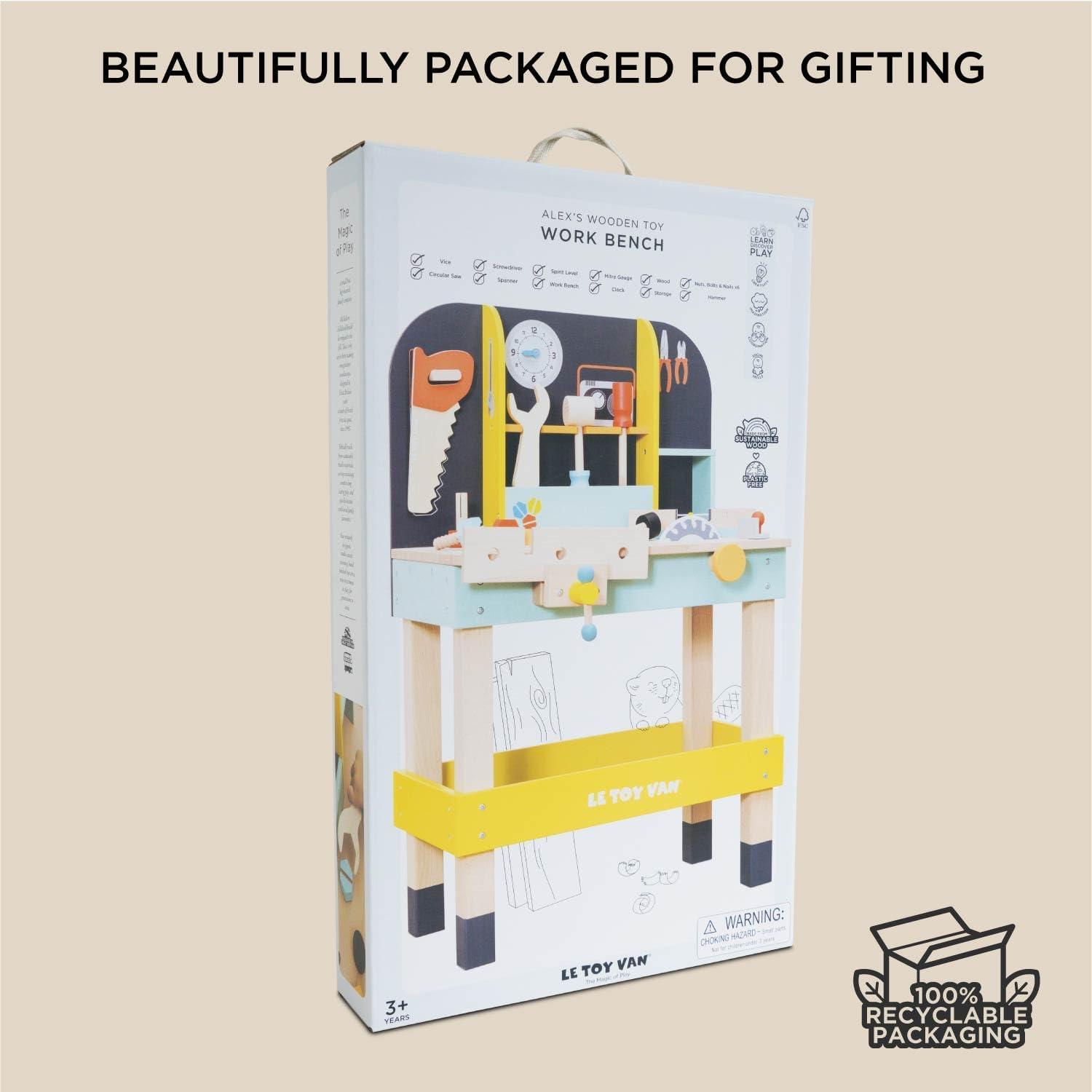 Colorful Wooden Toy Work Bench with Tools for Kids