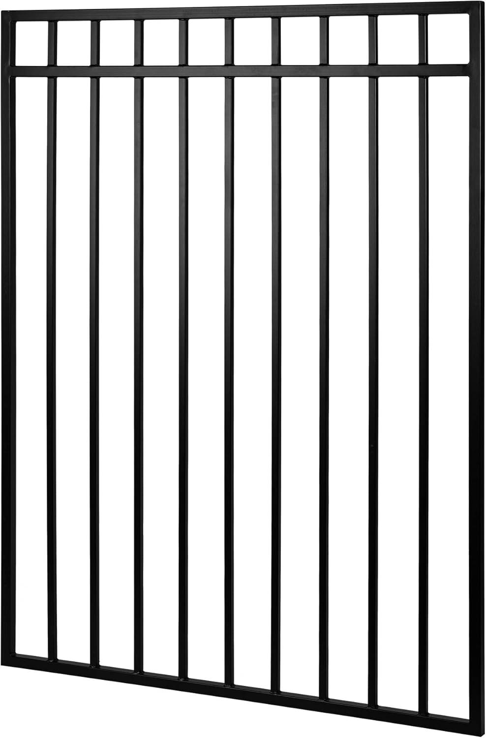 Nuvo Iron 5-ft H x 6-ft W Textured black finish Galvanized steel Containment Gate Spaced picket Fence panel