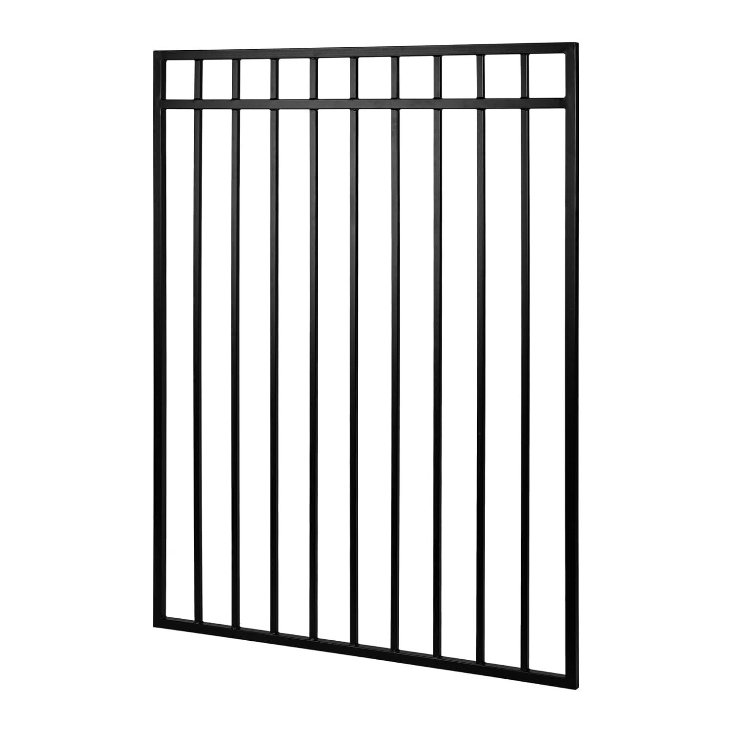 Nuvo Iron 5-ft H x 6-ft W Textured black finish Galvanized steel Containment Gate Spaced picket Fence panel