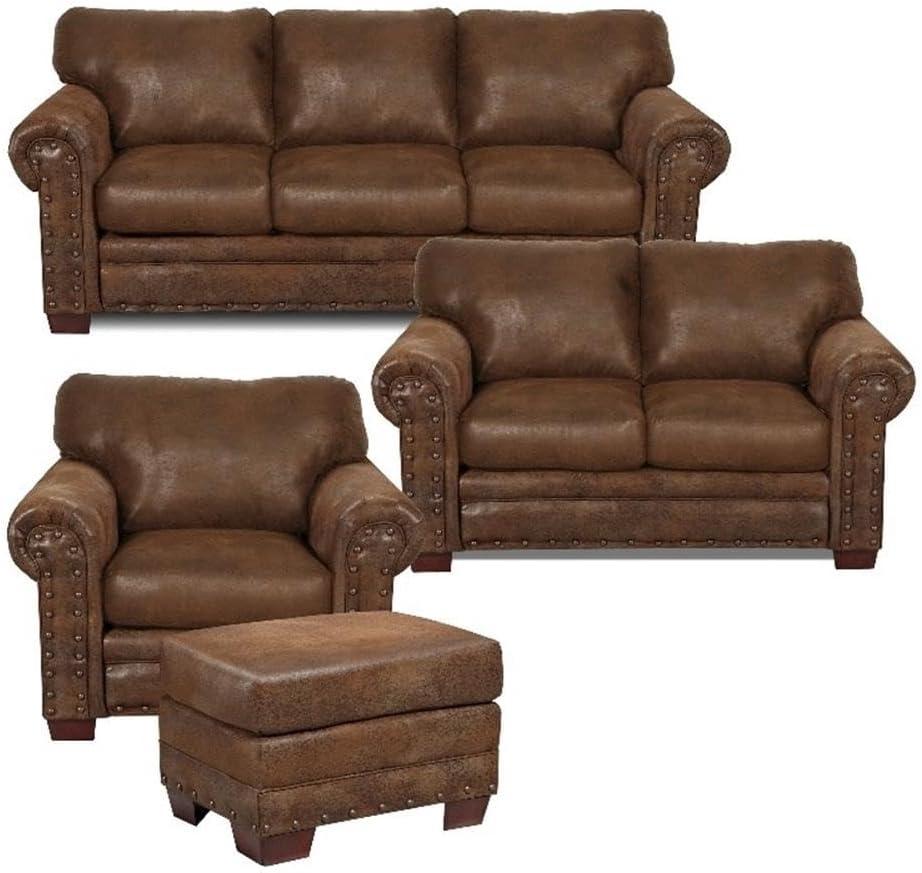 Buckskin Brown Oak 4-Piece Sleeper Sofa Set