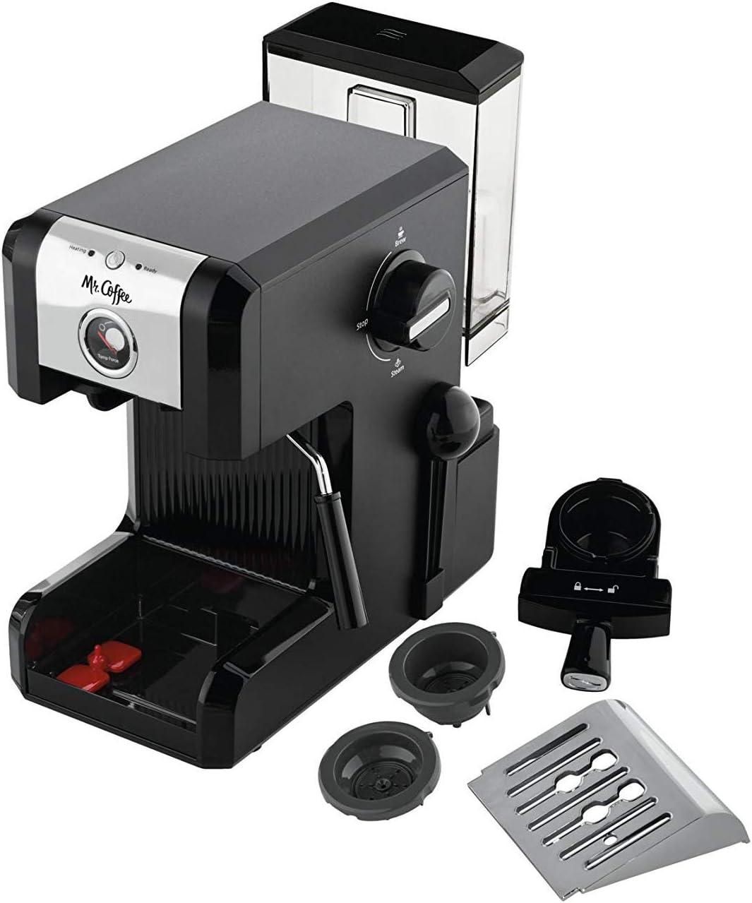 Matte Black 6-Cup Pump Espresso Machine with Steam Wand