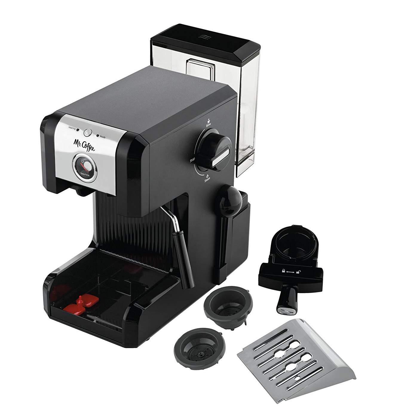 Matte Black 6-Cup Pump Espresso Machine with Steam Wand