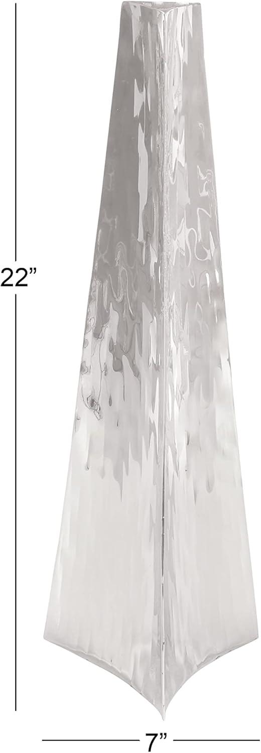 DecMode 22" Hammered Silver Stainless Steel Vase