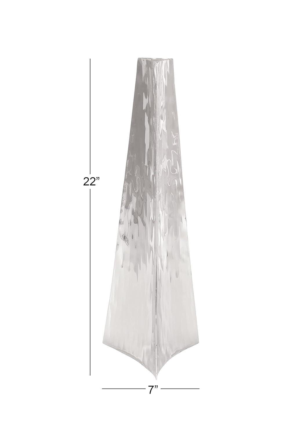 DecMode 22" Hammered Silver Stainless Steel Vase
