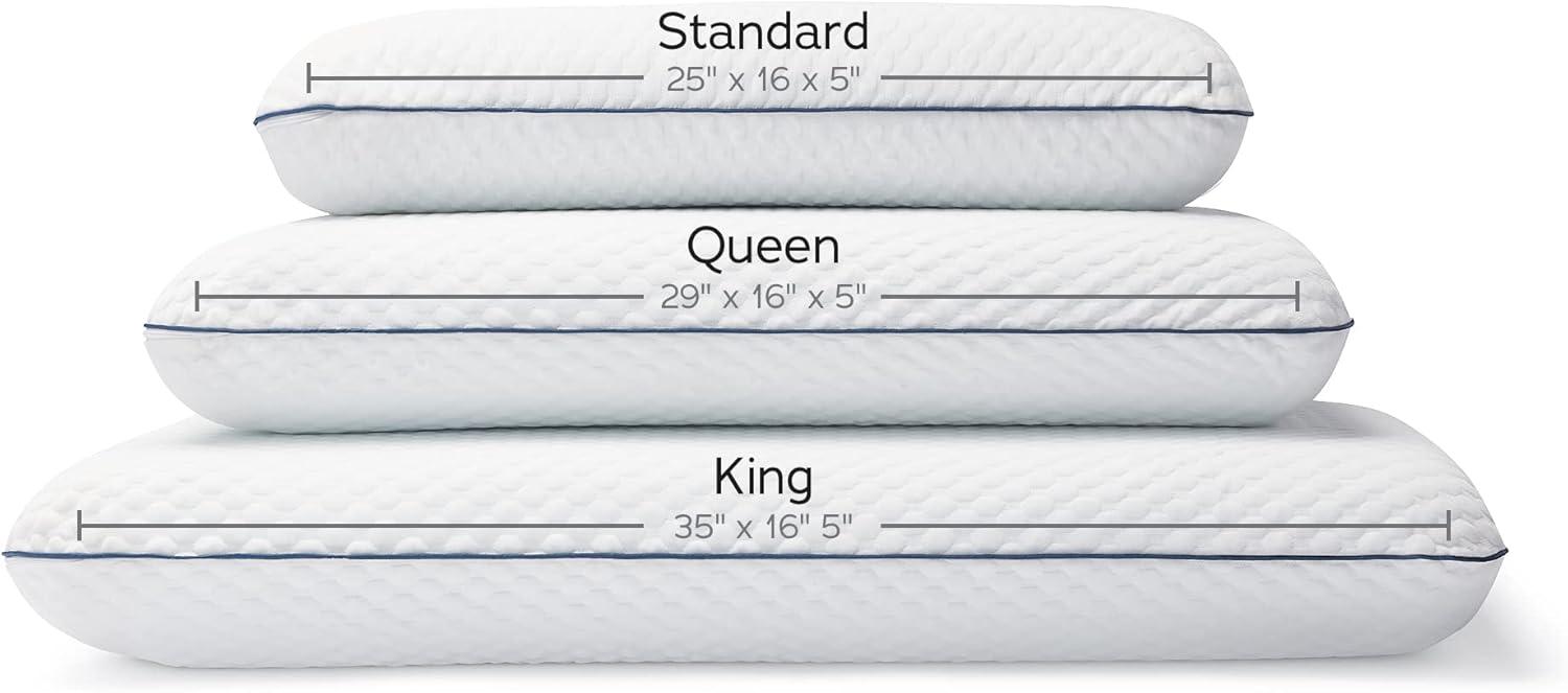 WEEKENDER Gel Memory Foam Pillow - Standard Size - 2-Pack - Medium Plush Feel - Neck & Shoulder Support - For Back, Side, & Stomach Sleepers - Home, Hotel, & Hospital Essentials